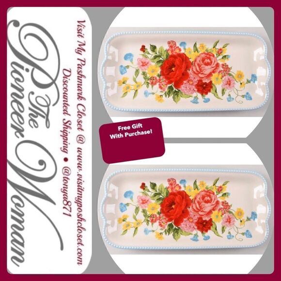 🦋 New Pioneer Woman Sweet Rose Serving Trays Set of 2, Red Roses Floral … - Picture 1 of 4